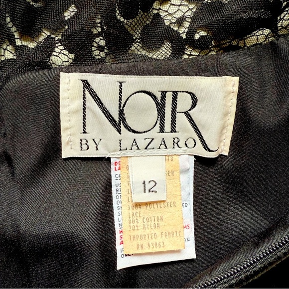 NOIR by Lazaro Black Chantilly Lace Silk Organza Formal Evening Gown Size 12 - Picture 10 of 16